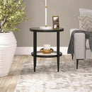 Henn&Hart 20" Wide Round Side Table with Glass Shelf in Blackened Bronze, Table for Living Room, Bedroom by CozyNest Decor