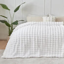 NEWCOSPLAY Faux Fur Twin Blanket White Bubble Blanket Thick Warm Soft for Couch Sofa Bed 550GSM (White, Twin(60"x80")) by CozyNest Decor