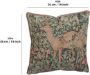 Charlotte Home Furnishings Decorative Tapestry Pillow Cover 14x14 in, Green Two Does Couch Throw Pillow Cover, French Country Square Cushion Cases for Bed Room Home Decor, Soft Cotton Jacquard Woven by CozyNest Decor