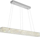 W48 Modern Rectangular Crystal Chandeliers Dining Room Chandelier,Silver Pendant Light Fixture with Remote Control for Living Room Kitchen Island by CozyNest Decor