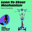 SKIDEE Kick Scooters for Kids Ages 3-5, Adjustable Height Foldable Scooter with Removable Seat, 3 LED Light Wheels, Rear Brake, Wide Standing Board, Suitable Up to 12 Year Old Boys/Girls by TinyTreasures Baby Boutique