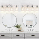 4 Light Bathroom Light Fixtures, Chrome Vanity Lights with Clear Glass Shades, Modern Bathroom Light Fixtures Over Mirror, Modern Bathroom Wall Lamp for Mirror Living Room Cabinet by CozyNest Decor