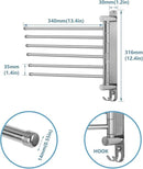 Towel Rack Wall Mounted JSVER Bathroom Towel Rack, Space Saving Towel Holder, Swivel SUS304 Stainless Steel Towel Bar, 180° Rotation 6 Arms Towel Racks for Bathroom by CozyNest Decor