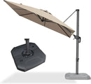 PURPLE LEAF 8 Feet Outdoor Square Cantilever Umbrella Patio Umbrella with Base Aluminum Offset Umbrella with 360-degree Rotation for Garden Deck Pool Patio Taupe by GreenHaven Gardens