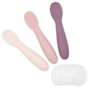 WeeSprout Baby Spoons for Self Feeding 6 Months +, Soft & Durable Silicone Utensils for Sensitive Gums & Teeth, Easy Grip Handles & Shorter Length for Little Hands, 3 Pack + Carrying Case by TinyTreasures Baby Boutique