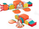 Lischwert Foam Climbing Blocks for Toddlers, Shark Theme Baby Climbing Blocks Soft Play Climbing for Toddlers with Foldable Block and Tunnel Indoor Climbing Toys for Toddler 1-3, 6 Pieces by TinyTreasures Baby Boutique