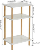 IBUYKE 3-Tier Side Table, Solid Wood Tall End Table with Storage Shelves, Nightstand Bedside Table for Living Room Bedroom Office, No-Tool Assembly, White UWST003W by CozyNest Decor
