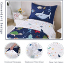 PERFEMET Kids Comforter Sets Boys Full Size-5 Piece Bed in A Bag Navy Blue Ocean Themed Comforter-Soft Reversible Cartoon Fish Shark Bedding Set for Girls Teens(Navy Blue, Ocean) by TinyTreasures Baby Boutique