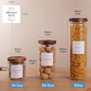 5 Set Glass Pantry Storage Jars with Acacia Airtight Lid - Thicken Glass Kitchen Canisters with 132 Pantry Labels - Clear Glass Food Storage Containers with Wood Lid for Tea,Sugar,Candy,Cookie,Pasta by CozyNest Decor