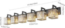 Modern Crystal Bathroom Vanity Light 6-Lights Black Modern Crystal Wall Lamp Bathroom Modern Crystal Vanity Lighting by CozyNest Decor