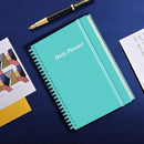 Daily Planner Undated - A5 To Do List Notebook Hourly Schedules, Spiral Appointment Planner for Women and Men, PVC Hardcover, Inner Pocket, Elastic Closure, 5.8" x 8.3", Teal by TinyTreasures Baby Boutique