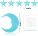 100 Stars and 1 Moon Glow in The Dark Luminous Fluorescent 3D Plastic Glow Stars Moon for Ceiling, Glowing Wall Stickers Create a Realistic Starry Sky, Room Decorations (Blue) by CozyNest Decor