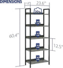 NUMENN Bookshelf, 5 Tier Bookshelves, Home Office Bookcase Shelf Storage Organizer, Free Standing Storage Shelving Unit for Bedroom, Living Room and Home Office, Dark Grey