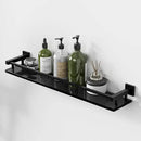 Alise Bathroom Shelf Wall Mounted, Matte Black Large Capacity Glass Shelf for Bathroom, 24 inch by CozyNest Decor