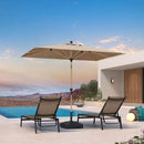 PURPLE LEAF 6' x 9' Market Umbrella Outdoor Table Umbrella Aluminum Patio Umbrella with Push Button Tilt & 8 Sturdy Ribs and Crank Rectangular Sun Umbrella for Pool Backyard Beach, Taupe by GreenHaven Gardens