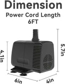 Submersible Pump 880GPH (3500L/H 60W) Ultra Quiet with Dry Burning Protection 10.2ft High Lift for Fountains, Hydroponics, Ponds, Aquariums & More… by GreenHaven Gardens