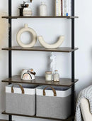 StorageWorks Storage Bins, Fabric Storage Bins for Shelves, Large Storage Baskets with Metal Frame, Closet Baskets and Bins with Handles, Gray and White, 2-Pack by CozyNest Decor