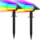 Solar Spot Lights Outdoor Color Changing,[7 Modes/2 Pack] Christmas IP65 Waterproof Landscape Spotlights, Dusk to Dawn Solar Powered Security Light for Patio Gate Walkway Pool Garden Yard Driveway by GreenHaven Gardens