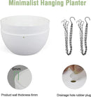 8 inch Small Hanging Planters for Indoor Outdoor Plants, 2 Pack Hanging Flower Pots with Drainage Holes and Chain for Garden Porch Plants, Plastic Hanging Baskets for House Plants, White