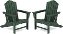 KINGYES HDPE Adirondack Chair Set of 2, Classic All-Weather Adirondack Chair, Green by GreenHaven Gardens