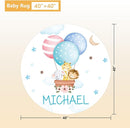 Personalized Baby Bedding Set, 5 Pcs Custom Toddlers Bedding Set with Infant Name, Double Layer Nursery Crib Set for Boys Girls, Customized Gifts for Infants Baby Shower, Hot Air Balloon Animal by TinyTreasures Baby Boutique