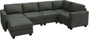 HONBAY U-Shaped Corduroy Sectional Couch with 6 Seaters Modular Sectional Sofa with Storage Sectional Couches for Living Room, Green by CozyNest Decor