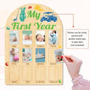 ORIGACH My First Year Baby Growth Photo Display Wood Board - 12 Months Newborn Milestones Photo Board - Neutral Baby Keepsake Frame 1st Birthday Party Nursery Decor New Mom Gift - Golf Element by TinyTreasures Baby Boutique