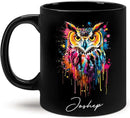 Personalized Name Owl Animal Coffee Mug, Custom Owl Black Cup, Gift For Men Women, Unique Colorful Owl Mug, Animal Cup For Owl Lovers, Customized Owl Ceramic Mug 11oz 15oz, Owl Cup by CozyNest Decor