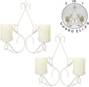 3 in 1 Lighting Chandelier, Metal Wall Sconce Set of 2, Table Centerpiece for Indoor or Outdoor, Chain and Candles Included, White by GreenHaven Gardens