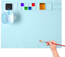 AWOKE Silicone Painting Mat - 20"X16" Silicone Art Mat with 1 Water Cup for Kids - Craft Mat has12 Color Dividers - 2 Paint Dividers (Blue),Toddler Activities,3 4 5 Year Old Girl Boy Birthday Gifts by TinyTreasures Baby Boutique