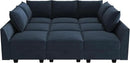 HONBAY Sectional Sleeper Sofa Velvet Sectional Sleeper Couch with Storage Modular Sleeper Sectional Sofa Couch for Living Room,Dark Blue by CozyNest Decor