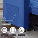 3 in 1 Convertible Sleeper Sofa Bed,Futon Loveseat Couch with Pull-Out Bed & Adjustable Backrest,Velvet Fabric Sofa with Side Pocket for Small Apartment, Living Room, Office (Blue) by CozyNest Decor
