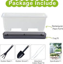 Window Box Planter 8 Pcs, 17 Inches Rectangle Flower Pots with Drainage Holes and Trays, Vegetable Planters for Windowsill Patio Garden Balcony Home Porch Yard Indoor Outdoor (White) by GreenHaven Gardens