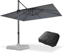 PURPLE LEAF 10' X 13' Patio Umbrella with Base Outdoor Cantilever Rectangle Offset Umbrella with 360-degree Rotation for Garden Deck Pool Patio Light Grey by GreenHaven Gardens