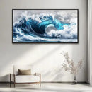 PHAOHUAXM Large Canvas Blue Wave Paintings Wall Art For Living Room Wall Decoration For Bedroom Ocean Wall Pictures Printing Office Decorations Posters Modern Home Decor Black Framed 30x60 In by CozyNest Decor