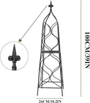 Obelisk Trellis for Garden - 38.3" x 10.03" Durable Metal Climbing Support for Roses, Vines & Flowers | Elegant Black Design with Decorative Top & Hollow Sides by GreenHaven Gardens