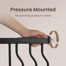 owlie 37.4" Extra Tall Wide Baby Gate for Stairs Doorways,66-75 Inch Extra Large Long Baby Gate with Door Indoor Safety Metal Pressure Mounted Pet Gate with Walk-Thru Auto Close, Black by TinyTreasures Baby Boutique