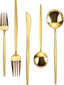 KassKa Gold Silverware Set, 20 Pieces Flatware Cutlery, Stainless Steel Utensils Spoon Fork Knives for Home Restaurant and Kitchen, Mirror Polished Finished, Service for 4 by CozyNest Decor