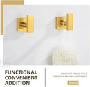 Angle Simple Towel Hooks for Bathroom, SUS 304 Stainless Steel Square Robe Coat Wall Hooks, Hand Towel Holder, Brushed Gold, 2 Pack by CozyNest Decor