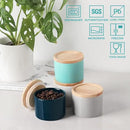 Sweejar Kitchen Canisters Ceramic Food Storage Jar, Stackable Containers with Airtight Seal Wooden Lid for Serving Ground Coffee, Tea, Sugar, Spice and More - 5 Fl Oz(Navy) by CozyNest Decor