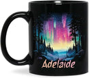 Personalized Winter Landscape Coffee Mug, Custom Northern Lights Ceramic Cup, Enchanted Forest With Vibrant Sky Mug, Custom Choose Name Black Mug 11oz 15oz, Gift For Nature Lovers by CozyNest Decor