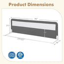 BABY JOY Bed Rails for Toddlers, 71'' Extra Long, Swing Down Bed Guard w/Safety Strap, Folding Baby Bedrail for Kids Twin, Double, Full Size Queen & King Mattress (71-Inch, Gray) by TinyTreasures Baby Boutique