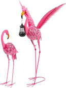 Garden Statues Flamingo Sculptures Metal Yard Art, Pink Bird Art Outdoor Backyard Decor Patio Lawn Porch Ornament Flamingo Yard Decoration (Sun and Moon) by GreenHaven Gardens