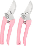 Garden Flower Shears Pruning Shears 6.9 inches Scissors Heavy Duty Plant Scissors for Cutting Flowers, Trimming Plants, Bonsai, Fruits Picking (Pink Handle 2pcs) by GreenHaven Gardens