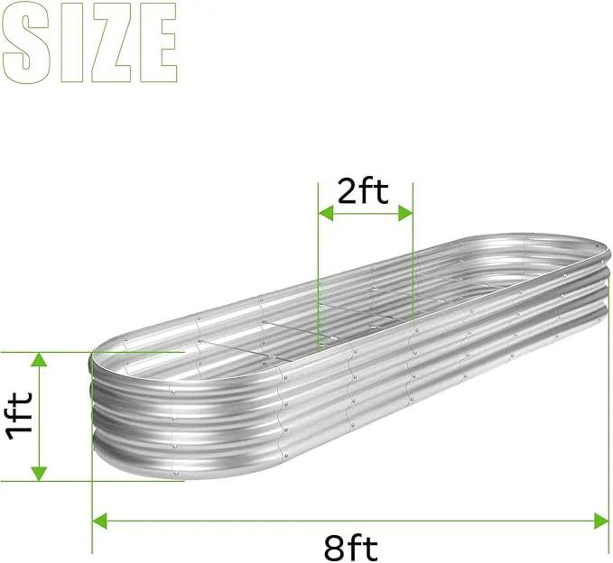 Land Guard 8ft Galvanized Raised Garden Bed Kit, Raised Garden Boxes Outdoor, Oval Metal Raised Garden Beds for Vegetables, Silver,108 Gallon Capacity(with 10 Connecting rods), photo 2 of 6