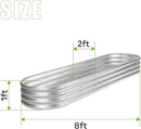 Land Guard 8ft Galvanized Raised Garden Bed Kit, Raised Garden Boxes Outdoor, Oval Metal Raised Garden Beds for Vegetables, Silver,108 Gallon Capacity(with 10 Connecting rods) by GreenHaven Gardens