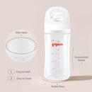 Pigeon PP Nursing Bottle Wide Neck, Anti-Colic, Streamlined Body, Natural Feel, Easy to Clean, 8.1 Oz(Pack of 4), Includes 4pcs M Nipples (3m+) by TinyTreasures Baby Boutique