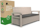 EconoHome 3 Seat Outdoor Storage Bench - 90 Gallon Capacity - Weatherproof Resin Bench for Patio, Porch, Garden, Yard, Pool Area - Furniture for Pool Accessories, Gardening Tools, Toys by CozyNest Decor