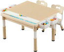 Multi Functional Kids Table and 2 Chairs Set, Graffiti & Building Blocks Double-Sided Tabletop, Toddler Play Table with Drawers, Large Storage Space, Gift for Boys/Girls, Burlywood by CozyNest Decor