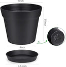 homenote Pots for Plants, 15 Pack 6 Inch Plastic Planters with Multiple Drainage Holes and Tray,Plant Pots for All Home Garden Flowers Succulents (Black) by CozyNest Decor